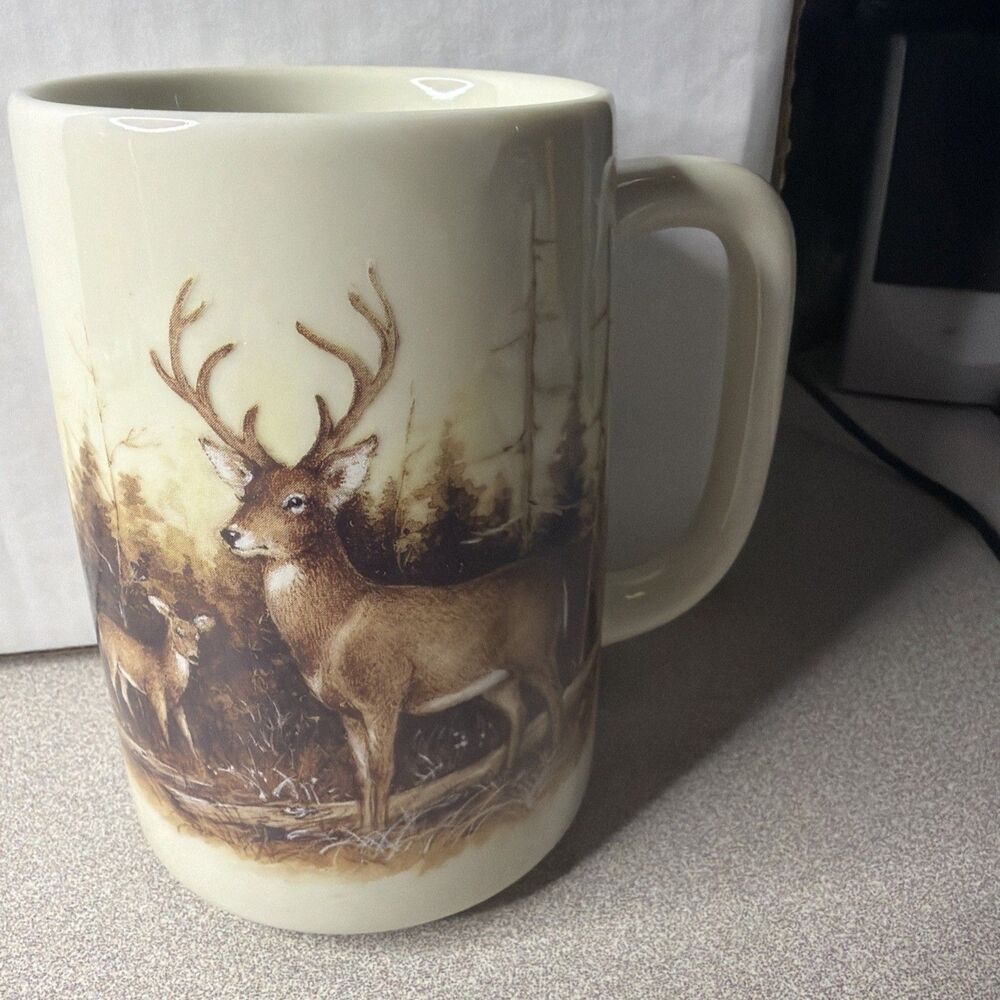 Vintage Otagiri Japan Deer & Buck Wilderness Ceramic Coffee Mug